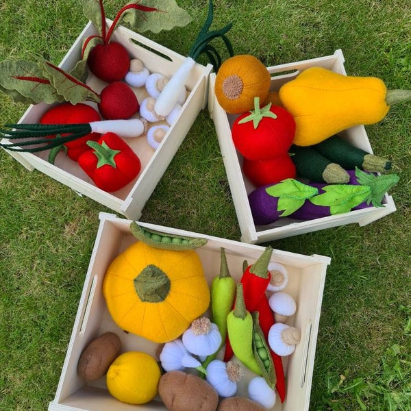 Loose felt vegetables - play food - pretend kitchen - kitchen decor. Toy vegetables