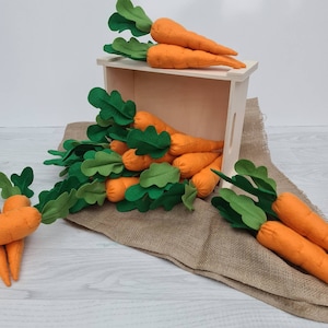 Felt Carrots Pretend Play Food Easter Basket Toy Montessori Toy Spring Decor Handmade Felt Vegetables