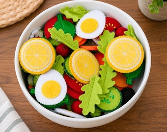 Pretend Play Food for Kids Montessori Inspired Play Kitchen Toy Learning Indoor Activity Toy Christmas gift Handmade Felt Pasta Salad Toy