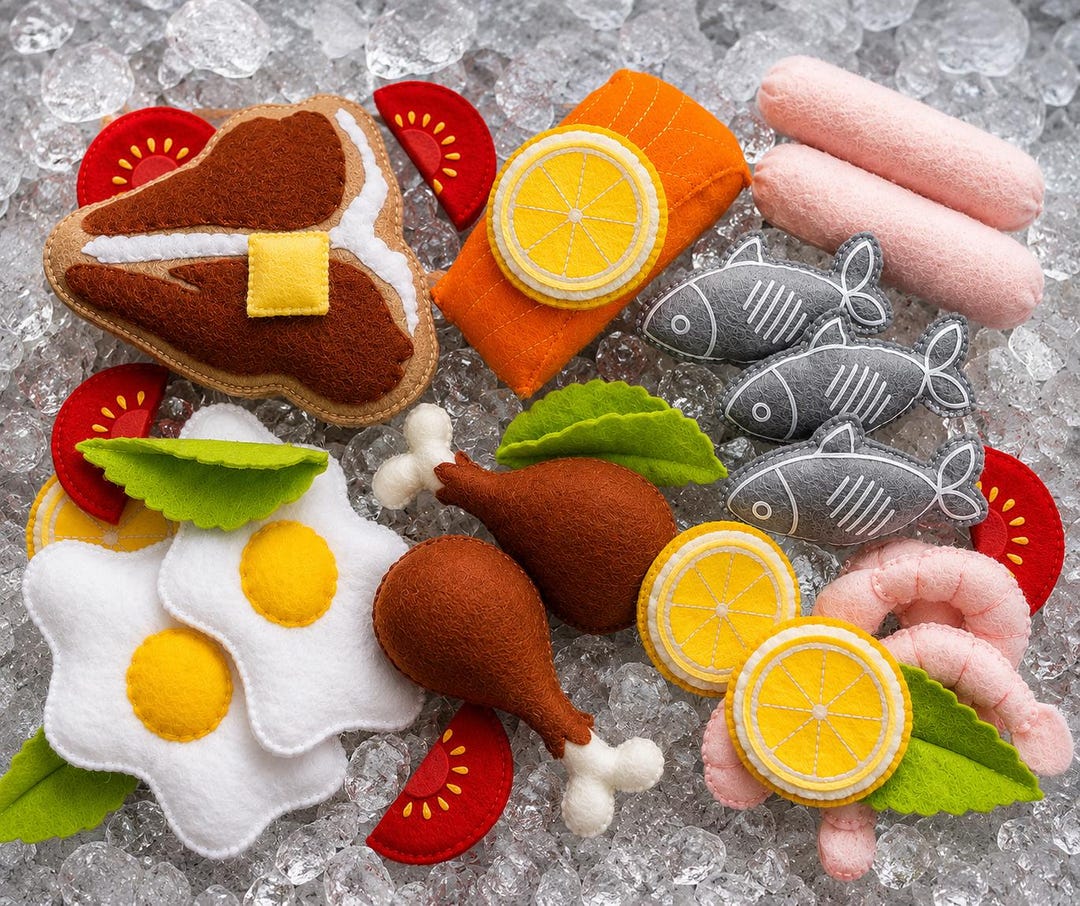 Montessori Play Food Meat Set | Pretend Cooking Toys for Kids | Sensory ...