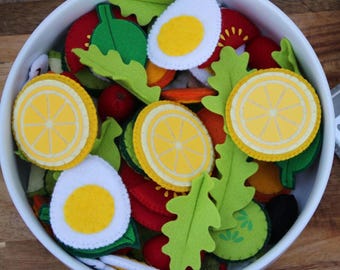 Pretend Play Food for Kids Montessori Inspired Play Kitchen Toy Learning Indoor Activity Toy Christmas gift Handmade Felt Pasta Salad Toy