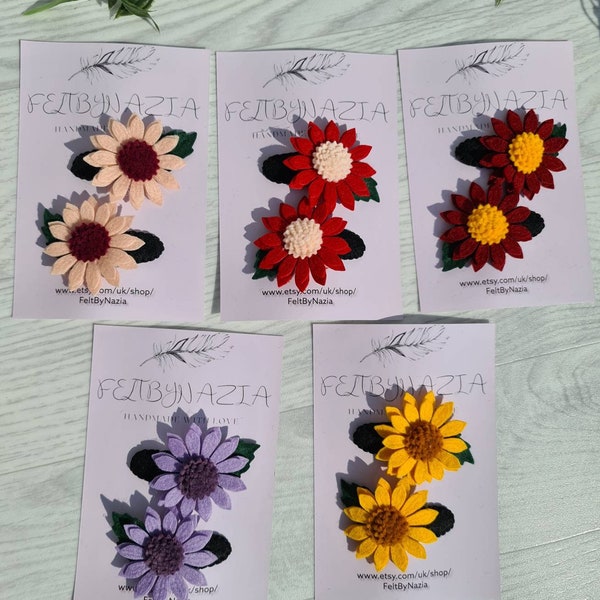 Felt flower hair clips - luxury flower snap clips - summer hair snap clips