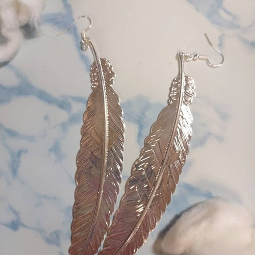 Feather Earrings. Sterling Silver Feather Earrings Etsy