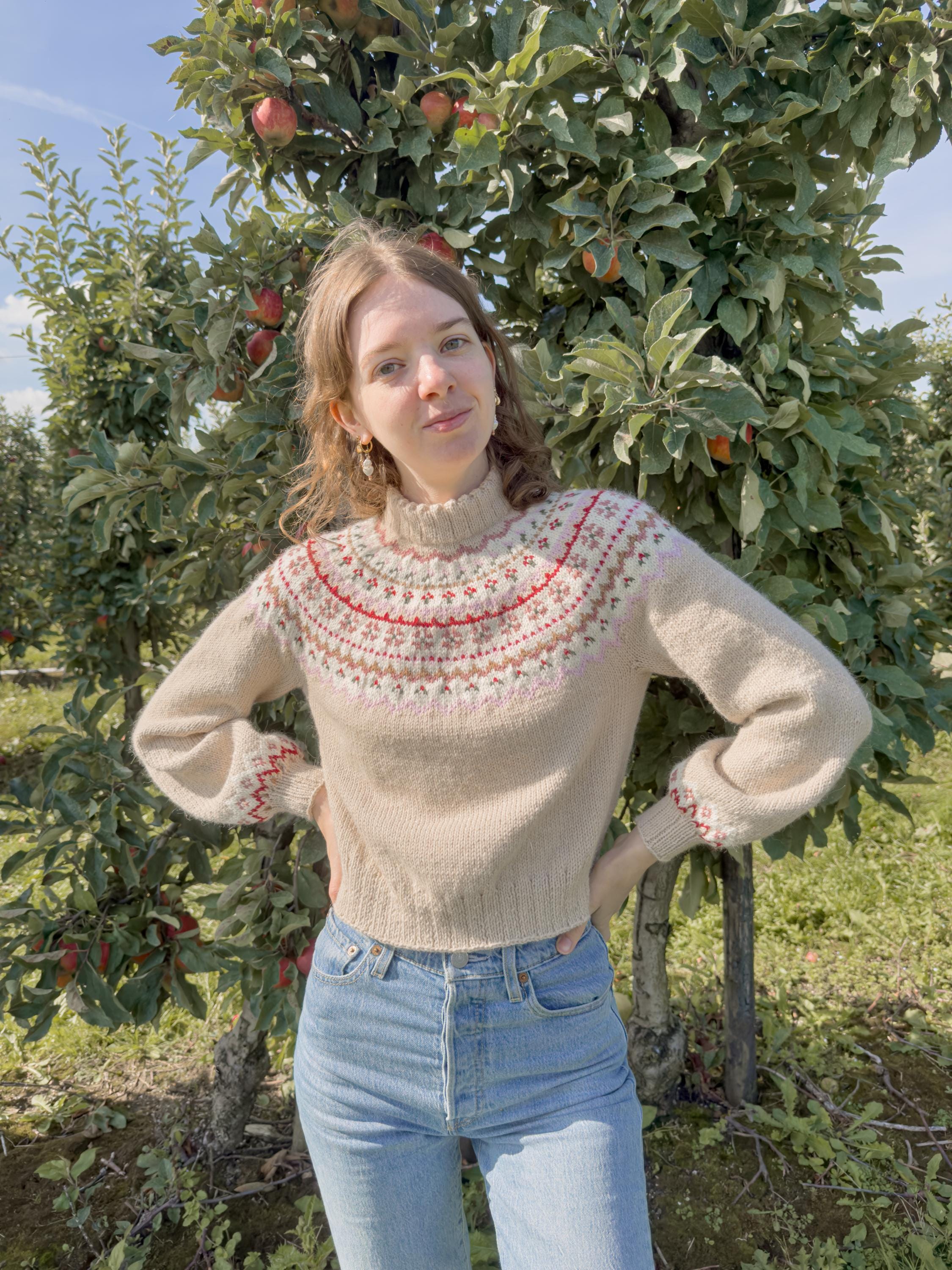 Floral Colorwork Sweater Knitting Pattern | XXS-5XL