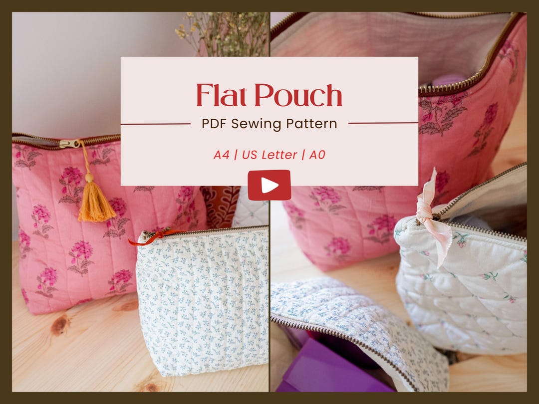 Pouch Pdf Pattern Flat Pouch Sewing Pattern | PDF English Pattern | Toiletry Bag ...