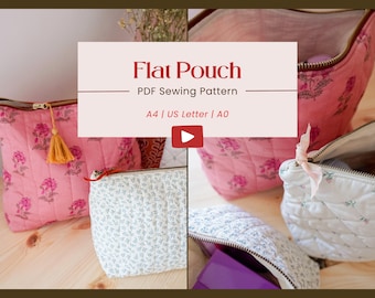Flat Pouch Sewing Pattern | PDF English Pattern | Toiletry Bag / Project Bag | Youtube Tutorial | Mipi Knit Kit | Gift for Knitters Crochet