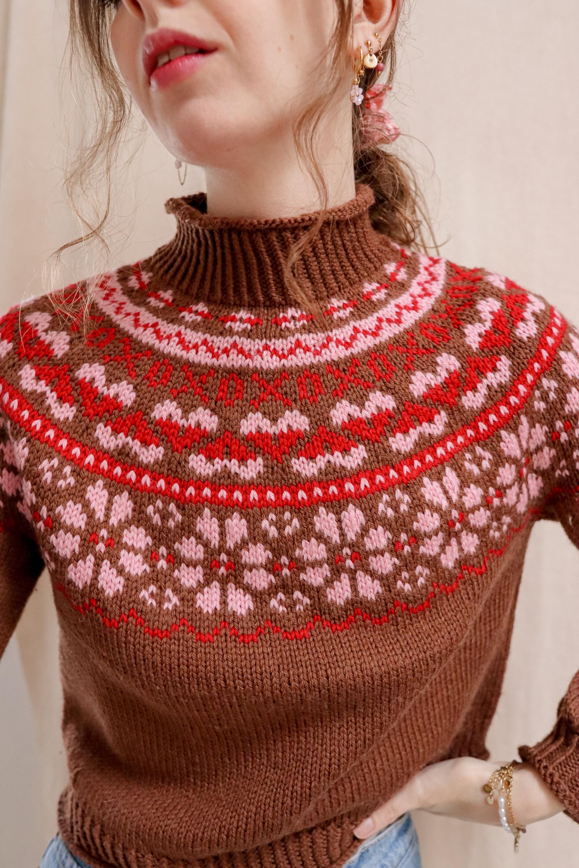Romantic Colorwork Sweater Knitting Pattern | XXS-5XL | Circular 