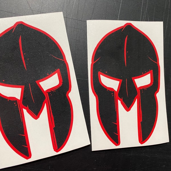 Wrangler Gladiator Trojan Spartan Fender decal set (2) Red/Black spartan helmet 5.5" tall x 3.5" wide