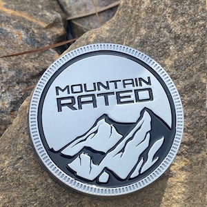Mountain rated fender badge emblem perfect for jeep wrangler owners