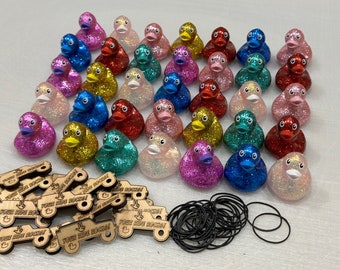 Wood Duck Duckin&#39; tags with rubber ducks for fun ducking adventures. Perfect Starter pack for jeep owners.