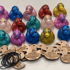 Cheer Duck Good Luck Wood Tags. With or Without glitter ducks. Cheer Ducked