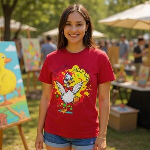 Silly Goose Shirt, Funny Coquette T-Shirt, Cute Animal Lover Shirt, Playful Goose Graphic, Vibrant Splatter Print