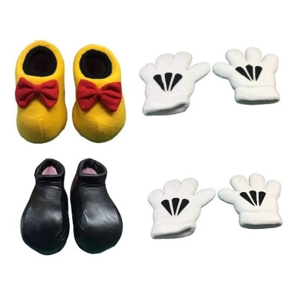Conjunto de guantes y zapatos para disfraz de mascota de Mickey, conjunto de guantes y zapatos amarillos para disfraz de mascota de Minnie, guantes de zapatos de repuesto para mascota de personaje