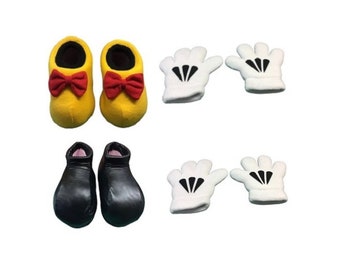 Mickey Mascot Costume Shoes And Gloves Set , Minnie Mascot Costume Yellow Shoes And Gloves Set , Character Mascot Replacement Shoes Gloves