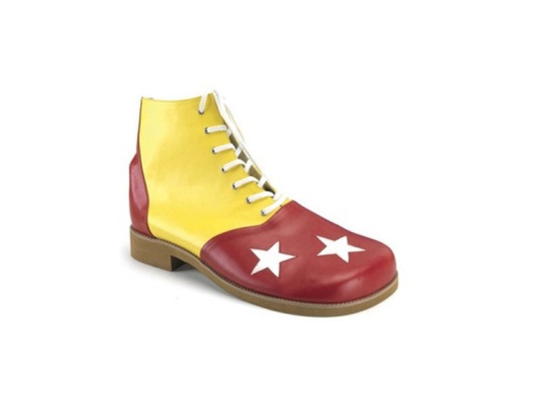 Clown Shoes, Lace up Clown Boots , Red and Yellow Clown Shoes , Mens