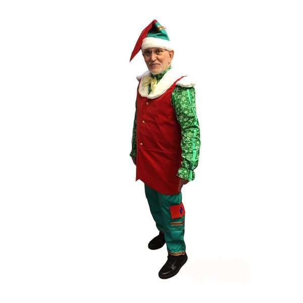 Traje de elfo profesional, traje de elfo de Navidad, traje de elfo, traje de ayudante de Santas, traje de elfo para hombre, disfraces hechos a mano de elfo unisex Reino Unido