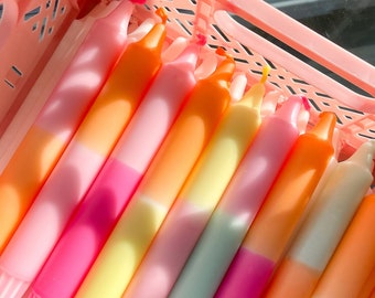 Dip-dyed candle / hand-dipped candle / sustainable stearin / colorful handmade taper candle | Y2K Room Decor | Gift idea & colorful decoration