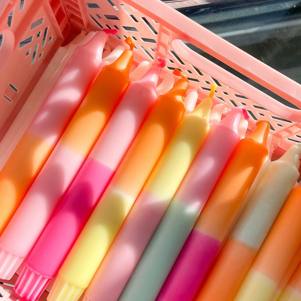Dip Dye Candle / Dip Dye Candle Neon / hand-dipped candles / 190 mm / sustainable stearin / colorful candles / factory17