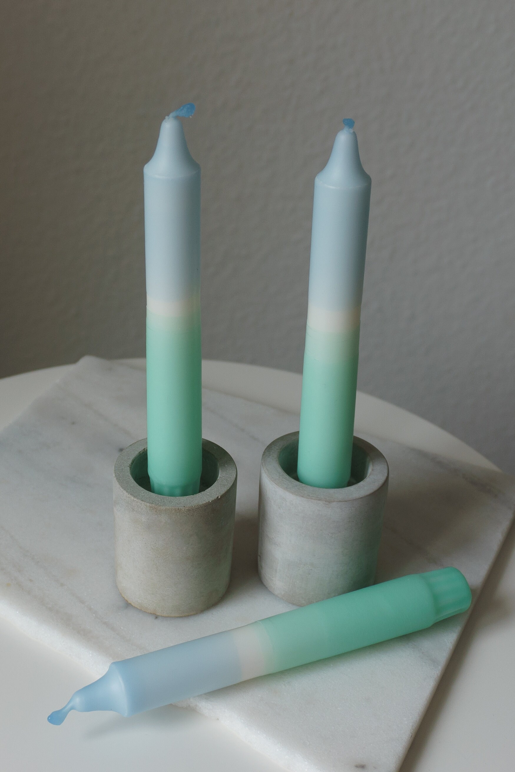Dip Dye Candle Set / Dip Dye Candle Hand Dippped / Light Blue Etsy