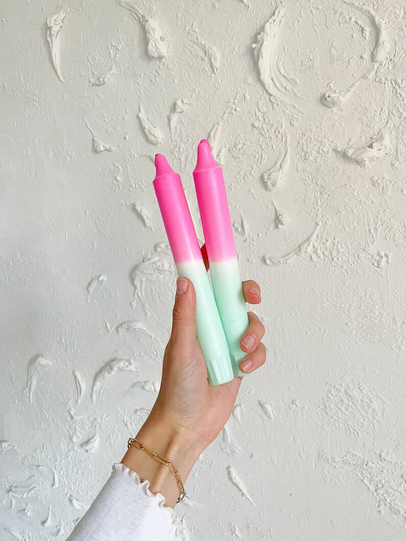 Dip Dye Candle / Dip Dye Candle Neon / Hand Dipped Candles / Etsy