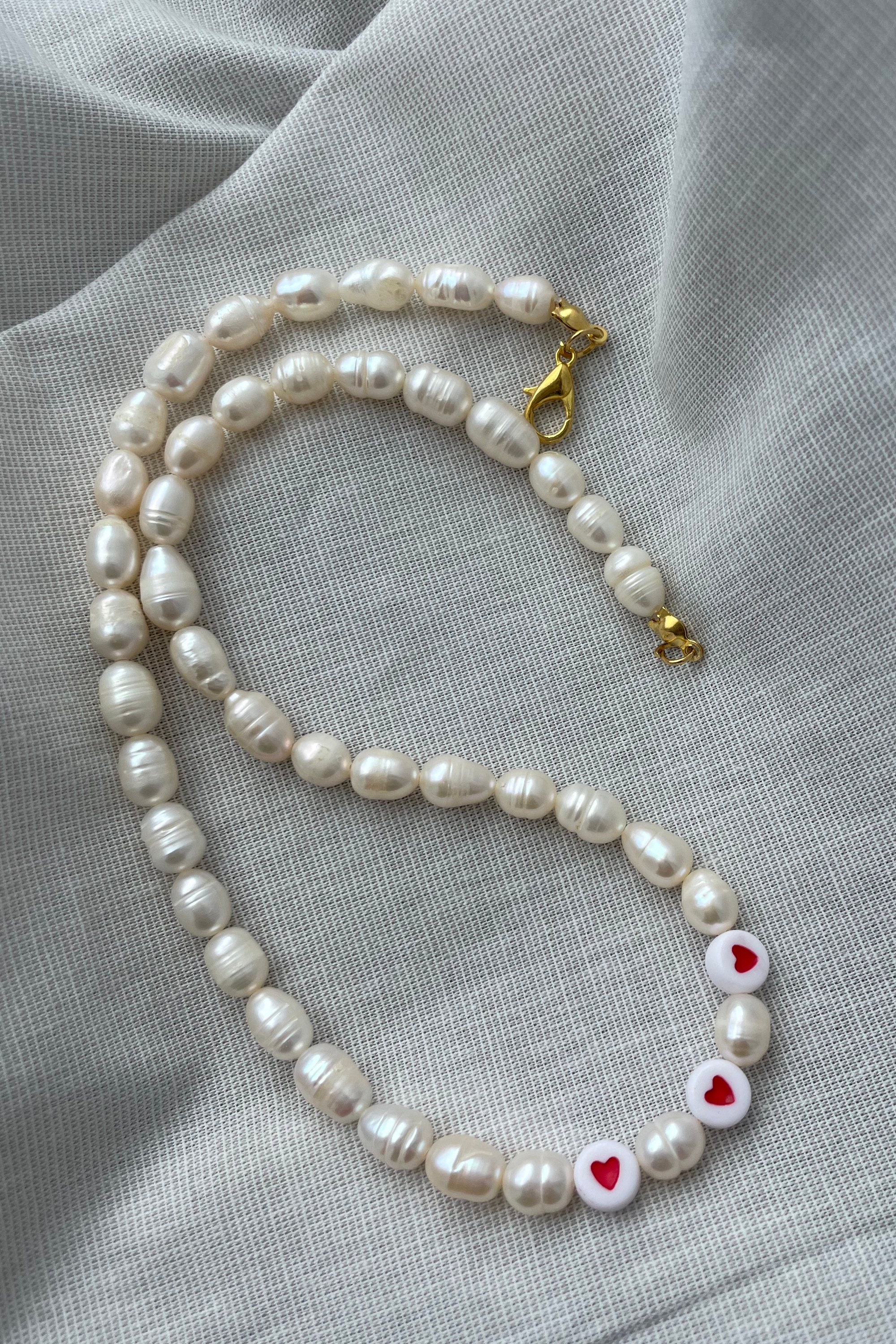 Smiley Necklace, Pearl Necklace With Smiley, Necklace Smiley