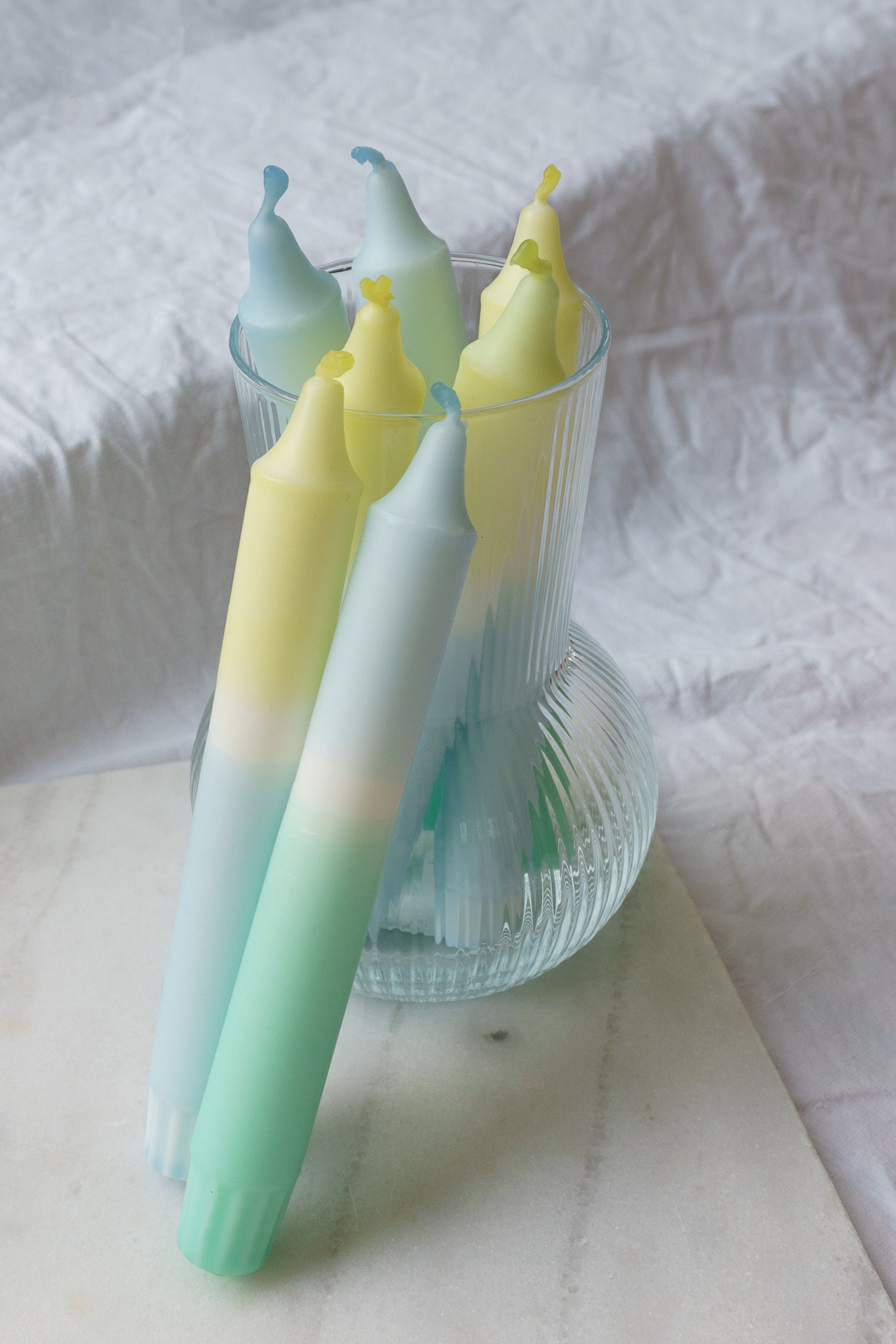Dip Dye Candle Set / Dip Dye Candle Hand Dippped / Light Blue Etsy