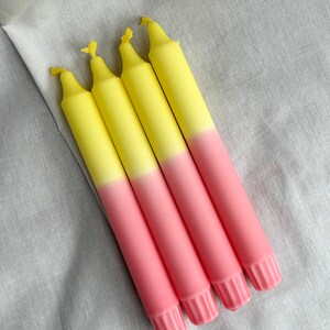 Dip-dyed candle / hand-dipped candle / sustainable stearin / colorful handmade taper candle | Y2K Room Decor | Gift idea & colorful decoration Rosa Gelb