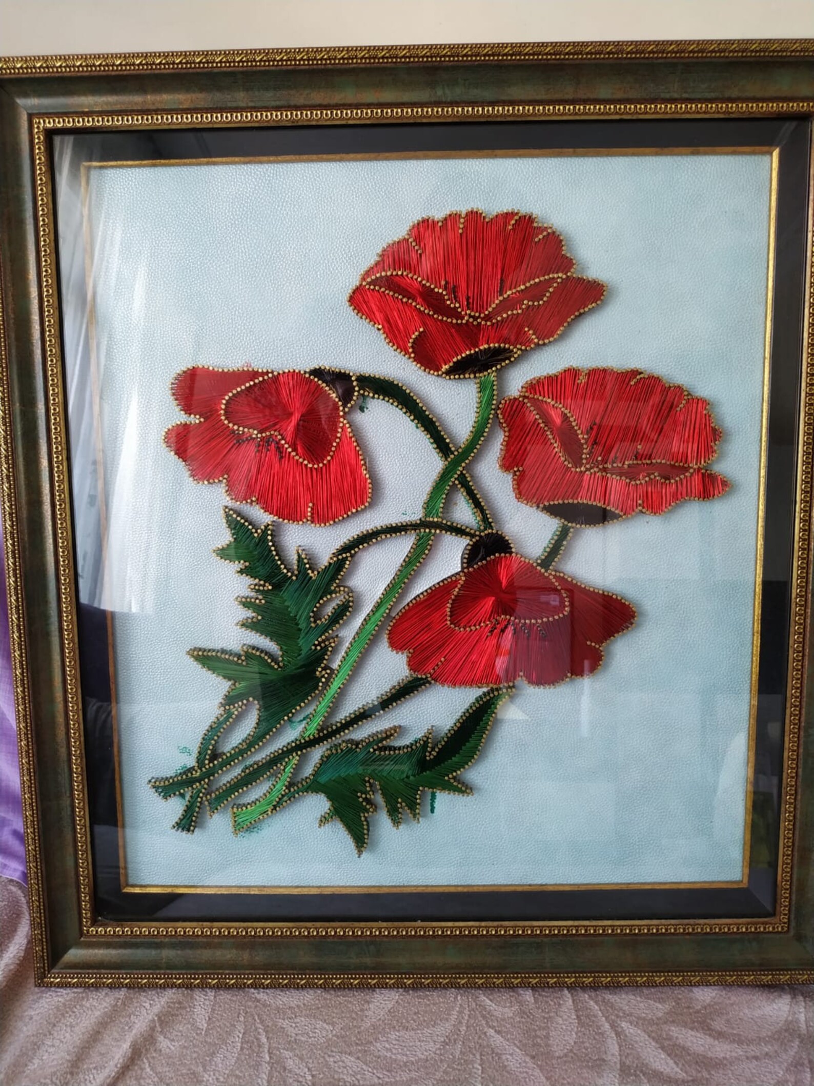 Framed Philography String Art Wall Decor Red Flowers Etsy