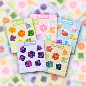Bunte Würfel Set Vinyl-Aufkleber | Lebendige Aufkleber für DND & TTRPG Fans