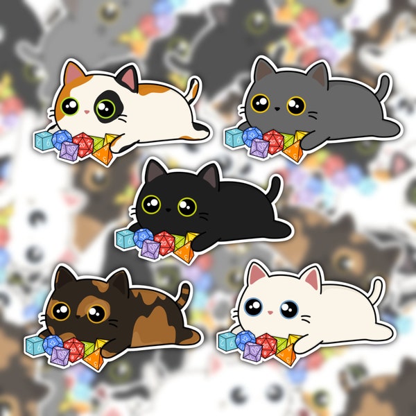 DnD Dice Cat Stickers | DnD Stickers | TTRPG Stickers