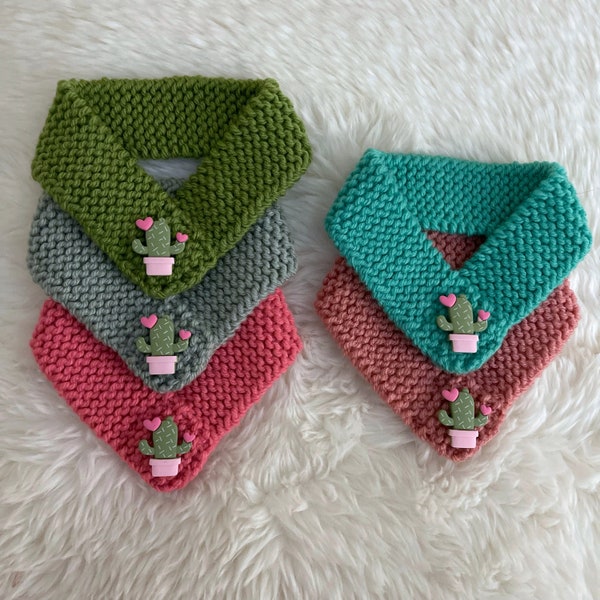 Heart Cactus Knit Pet Valentine’s Day Scarf