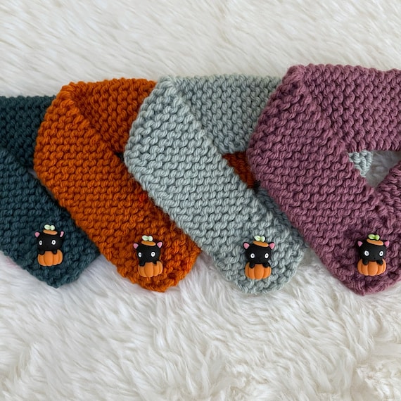 Black Cat Pumpkin Knit Halloween Pet Scarf