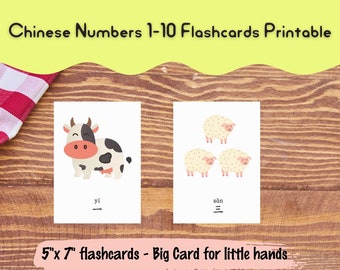 Numbers 1-10 Chinese Learning Flashcards for Kids • Chinese Learning Print • Montessori Cards • Three Part Cards • Educational • Printable