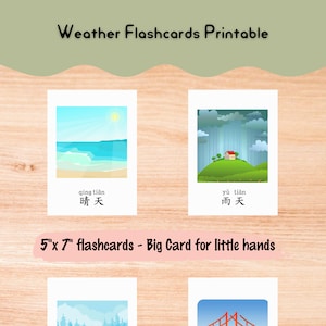 MÉTÉO Cartes mémoire d'apprentissage du chinois pour les enfants • Impression d'apprentissage du chinois • Cartes Montessori • Cartes en trois parties • Éducatif • Imprimable