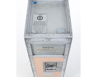 British Airways Half-Size Waste Trolley - Upcycled Trash/Laundry Cart - Airline Rubbish Container on Wheels