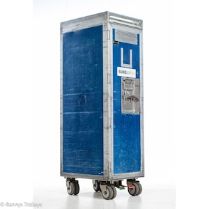 SUNDAIR - Driessen half size TROLLEY in blue. Airplane Trolley; Galley Catering Aircraft Service CART; Rolling Airline Bar