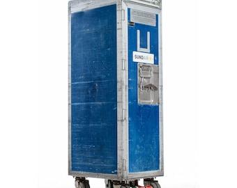 Blue Sundair Airline Trolley Cart: Rolling Bar, Aviation Decor