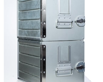 Set of 2 Egret Atlas Airplane Containers - Aluminum Aviation Storage Boxes