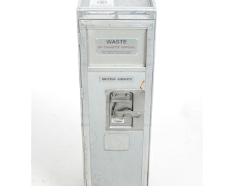 British Airways Half-Size Waste Trolley - Upcycled Trash/Laundry Cart - Airline Rubbish Container on Wheels