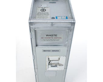 British Airways Half-Size Waste Trolley - Upcycled Trash/Laundry Cart - Airline Rubbish Container on Wheels