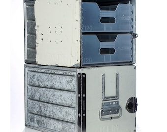 KLM Aluminum Galley Container: Stackable Industrial Storage Box (Set of 2)