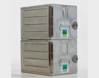 Level Aluminum Storage Container with slam lock: Industrial Airplane Cupboard, Nightstand  (Set of 2)