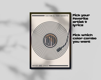 Custom Lyric Record Print | Goth Babe | Musician | Hipster | Hippie | Chill Vibes | Festival | Alternative Music | Record Poster | Custom