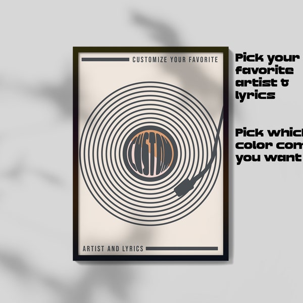 Custom Lyric Record Print | Goth Babe | Musician | Hipster | Hippie | Chill Vibes | Festival | Alternative Music | Record Poster | Custom