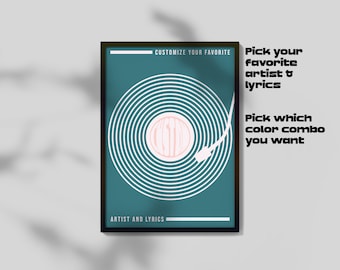 Classic Record Lyrics Custom Poster Print | Artists | Singing | Poster | Goth Babe | Quinn XCII | Mt Joy | Arctic Monkeys | Wall Art
