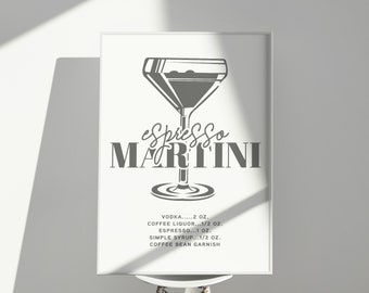 Espresso Martini Cocktail Poster Wall Art Print Bedroom, Dorm, College, Drinking, Partying, Bar Cart Art, Going Out Having Fun, Coffee