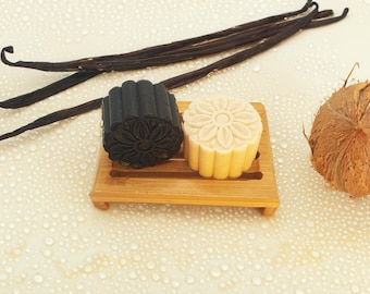 Premium Festes Shampoo Duo Set – Aktivkohle & Kokos Vanille je 50g – Handmade Swiss Naturkosmetik Schweiz