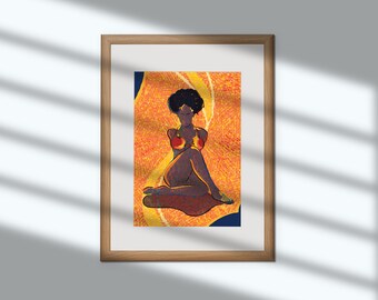 Modern Black Woman Art | Bright Colour Wall Art | Sexy Woman Wall Art | Contemporary Art Print | Eclectic Art | Bold Print Art | Afro Art