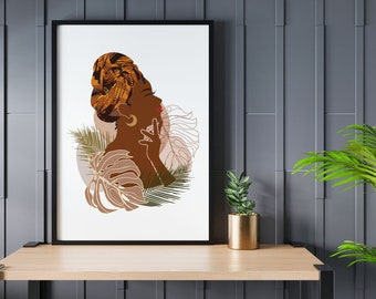 Abstract Black Woman Art Decor | Black Women Print | Black Girl Wall Art | African Woman Art | Woman of colour art | Female Portrait Print