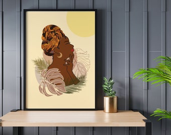 Abstract Black Woman Art Decor  | Black Girl Wall Art | Black Women Print | African Woman Art | Woman of colour art | Female Portrait Print
